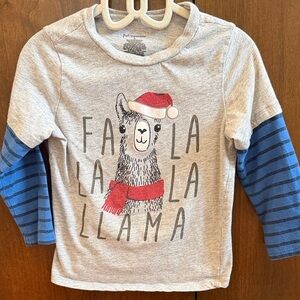First Impressions Gray and Blue Llama Long Sleeve Tee